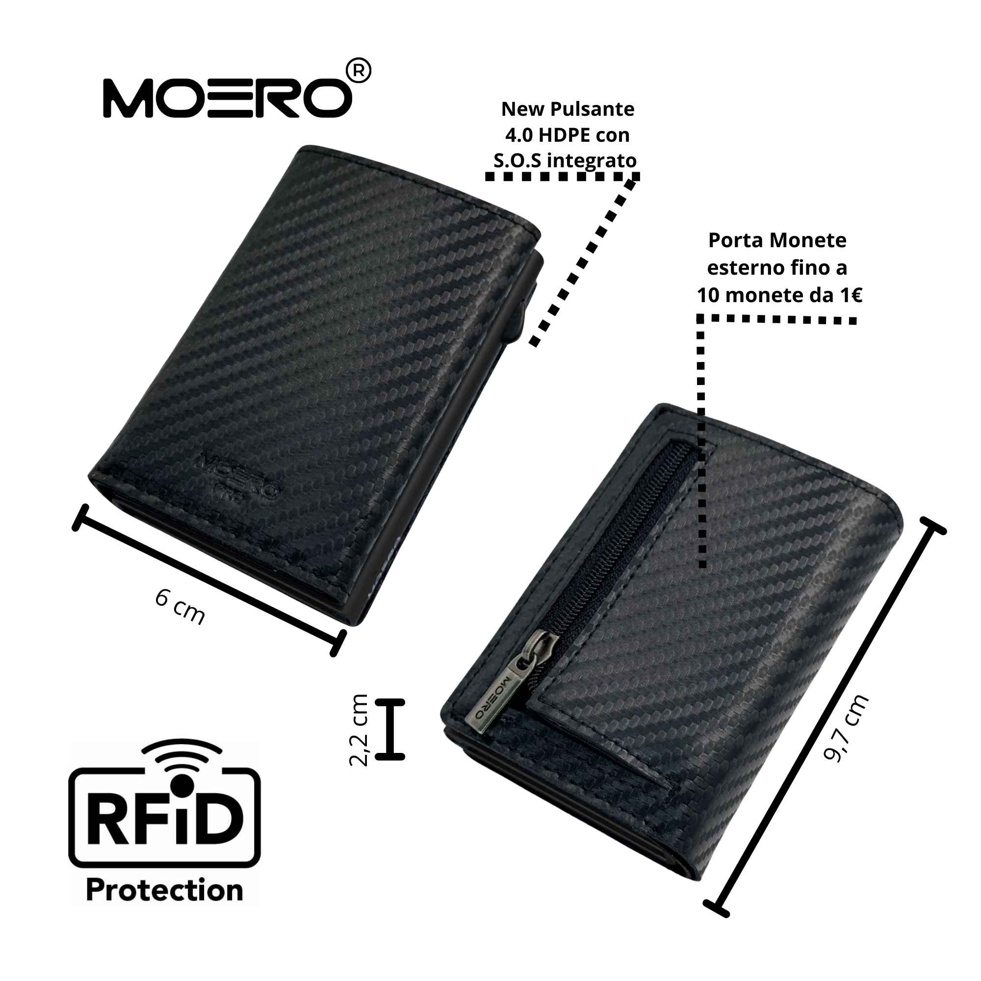 Moero Linea PRO PRO PLUS portafoglio nero 4.0 in carbonio RFID
