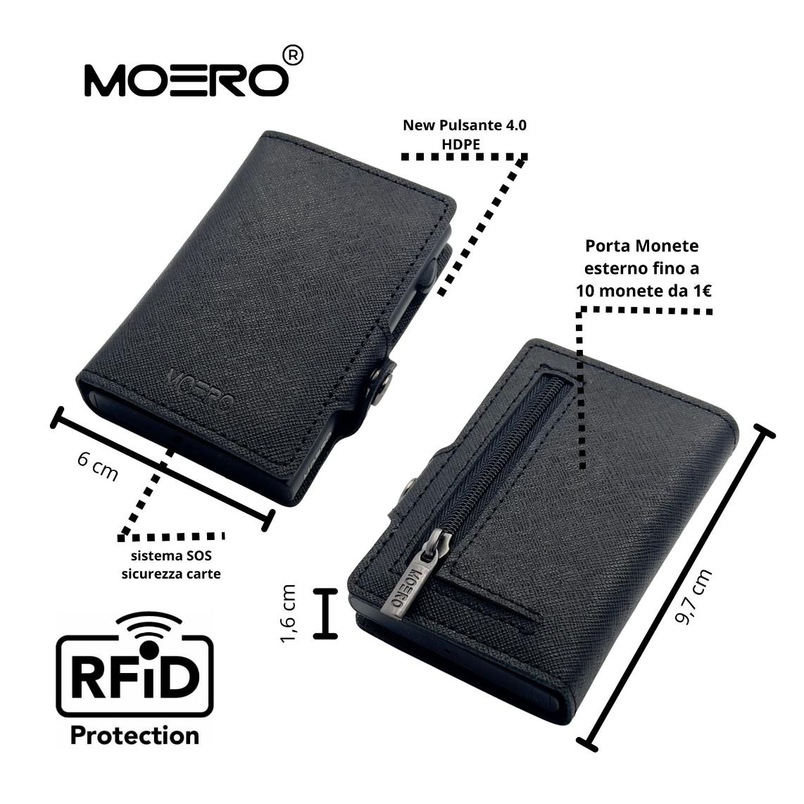 Moero Linea Classic Classic Zip Saffiano portafoglio nero 13 carte RFID