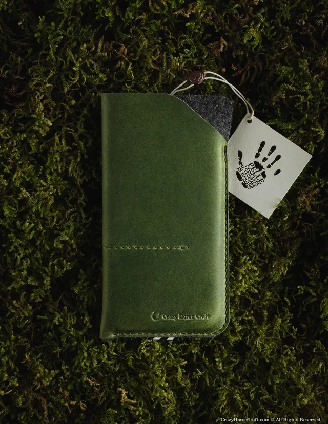 Crazy Horse Craft Phone Cases Leather Phone Case / Wallet with Card Pockets custodia iPhone Alpine Green