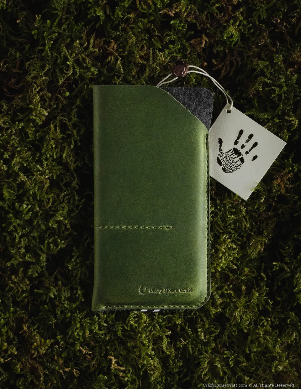 Crazy Horse Craft Phone Cases Leather Phone Case / Wallet with Card Pockets custodia iPhone Alpine Green
