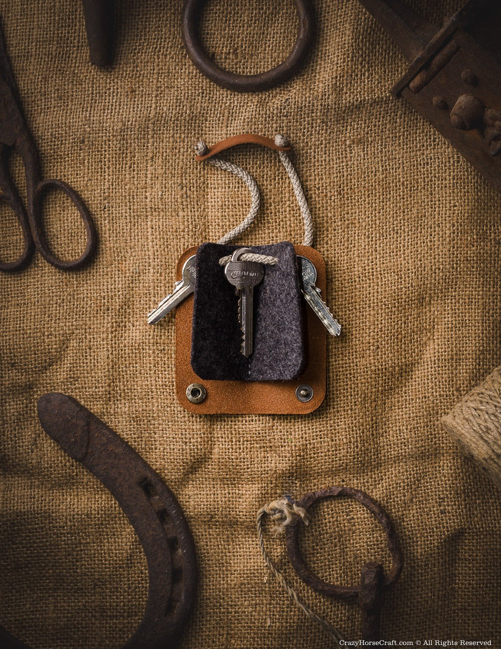Crazy Horse Craft Key Holders portachiavi in pelle Classic Brown