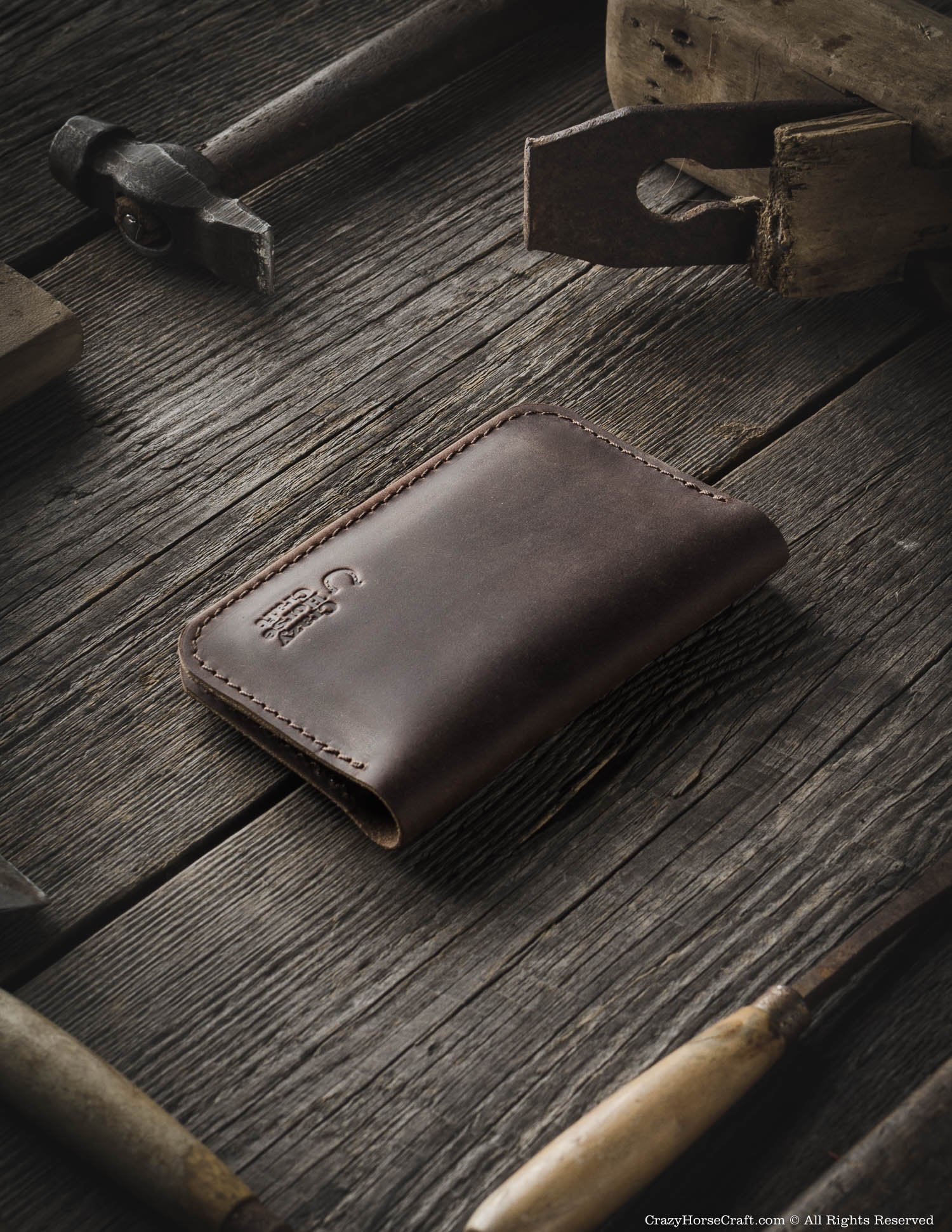 Crazy Horse Craft Wallets & Card Holders portafoglio Wood Brown pelle