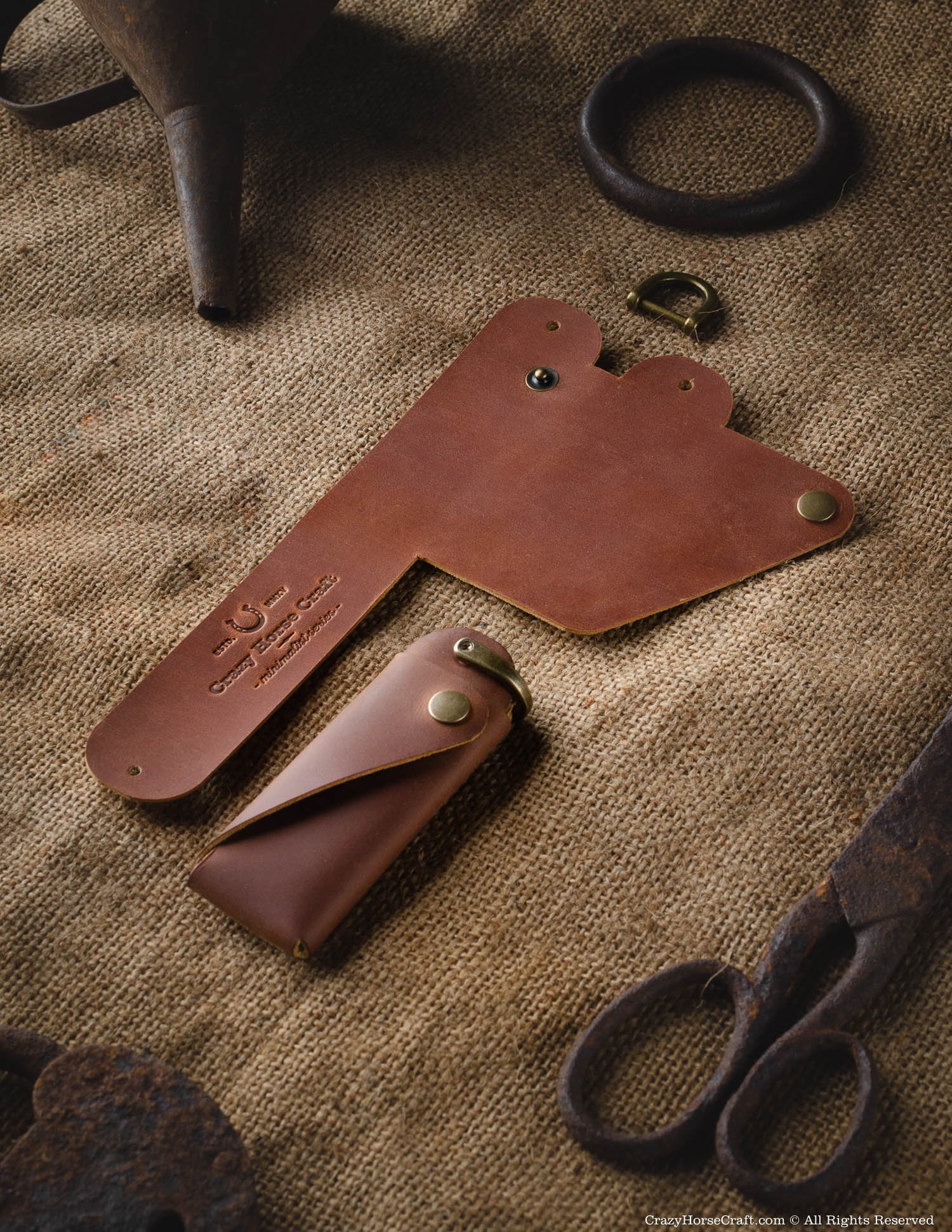 Crazy Horse Craft Minimalist Series set portafoglio e portachiavi in pelle marrone