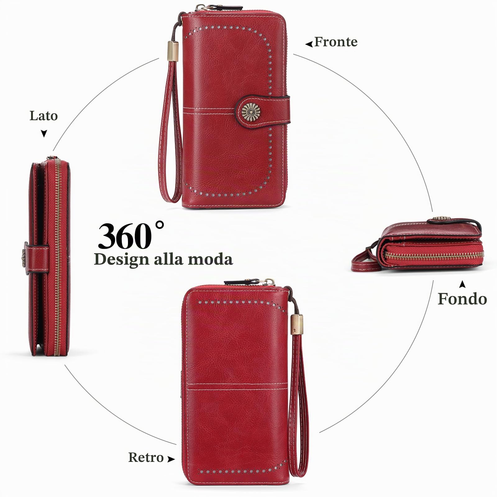 GOIACII WOMEN'S LARGE WALLET portafoglio donna A03-rosso RFID