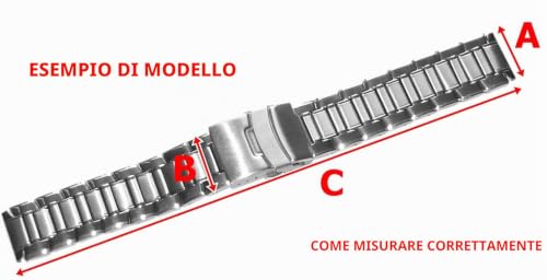 myledershop Uhrenarmbänder cinturino orologio 18 mm argento acciaio