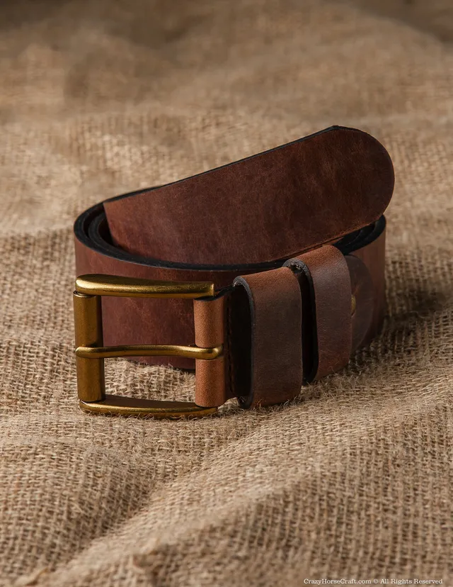 Crazy Horse Craft Belts Vegetable Tanned Leather Belt cintura marrone classica