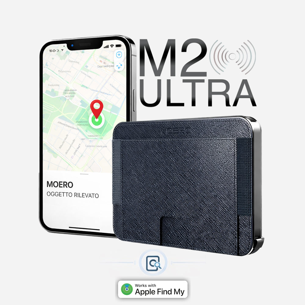 Moero Linea M2 Ultra Saffiano portafoglio MagSafe nero Find My