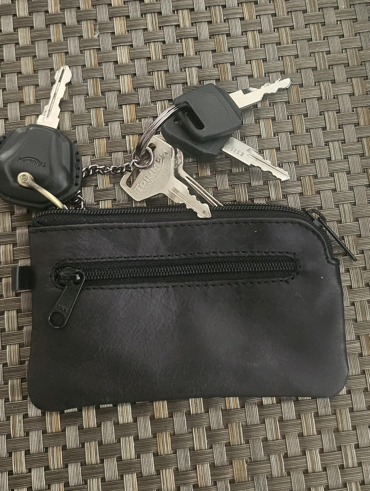 myledershop Schlüsseltaschen portachiavi in pelle bovina nera con cerniera