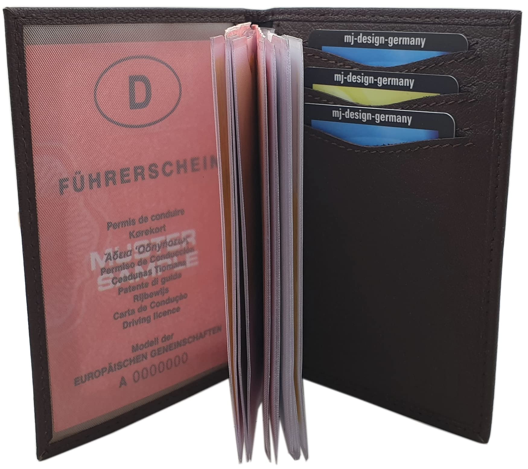 myledershop Karten- und Ausweisetuis porta carte Marrone RFID NFC