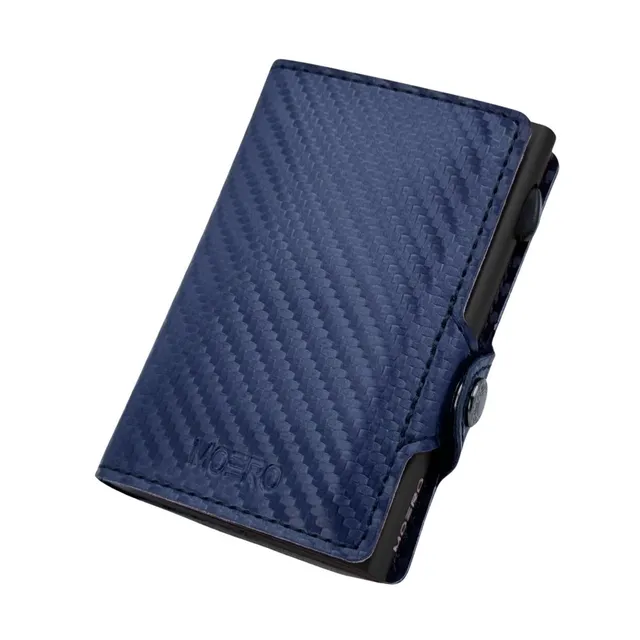 Moero Linea Classic Classic Zip Carbon portafoglio Blu 4.0 RFID