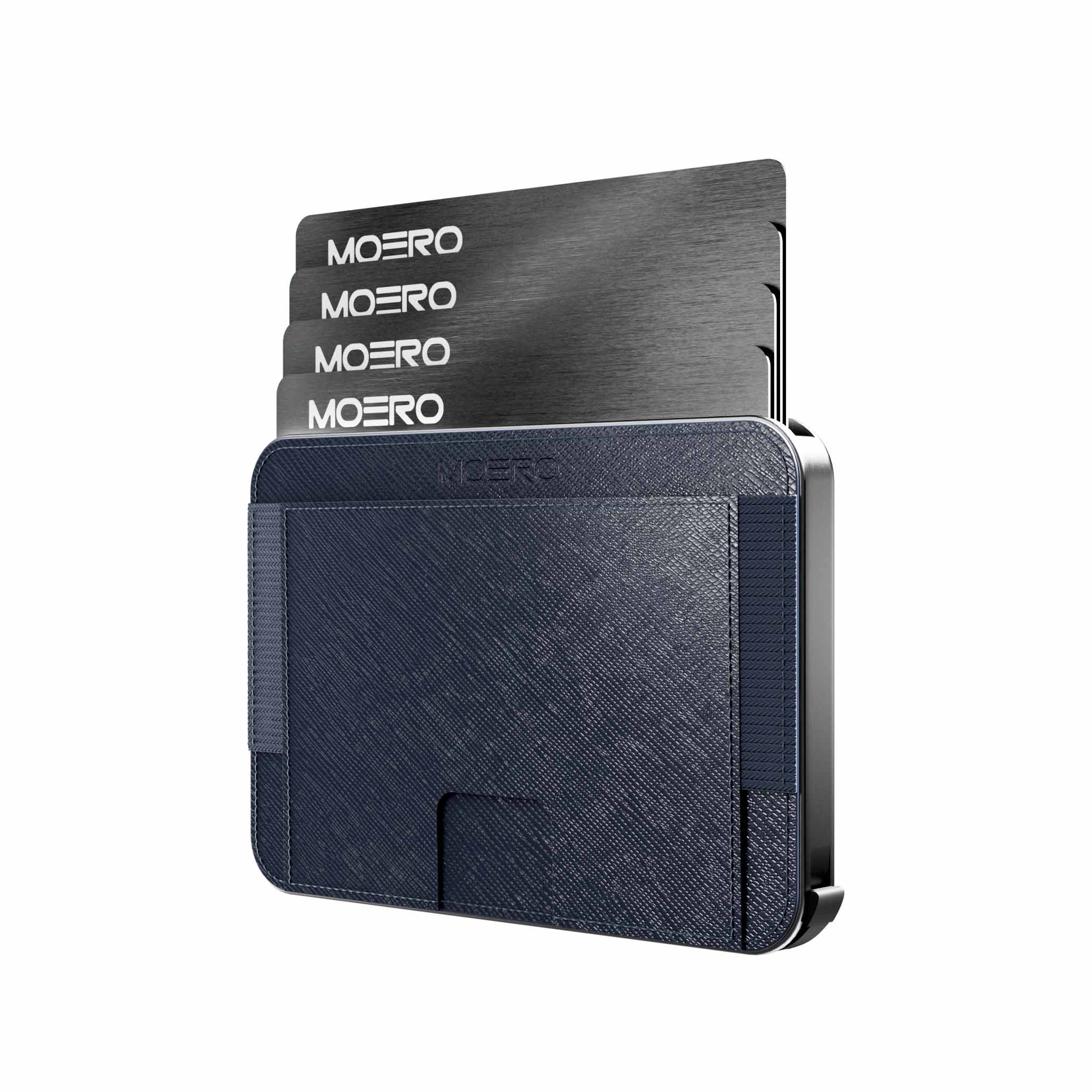 Moero Linea M2 M2 Pro Saffiano Blue portafoglio MagSafe RFID
