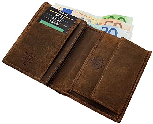 myledershop Herren Geldbörsen portafoglio pelle di bufalo marrone RFID
