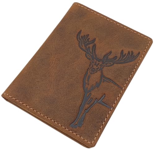 myledershop Ausweismappen porta badge pelle di bufalo marrone RFID