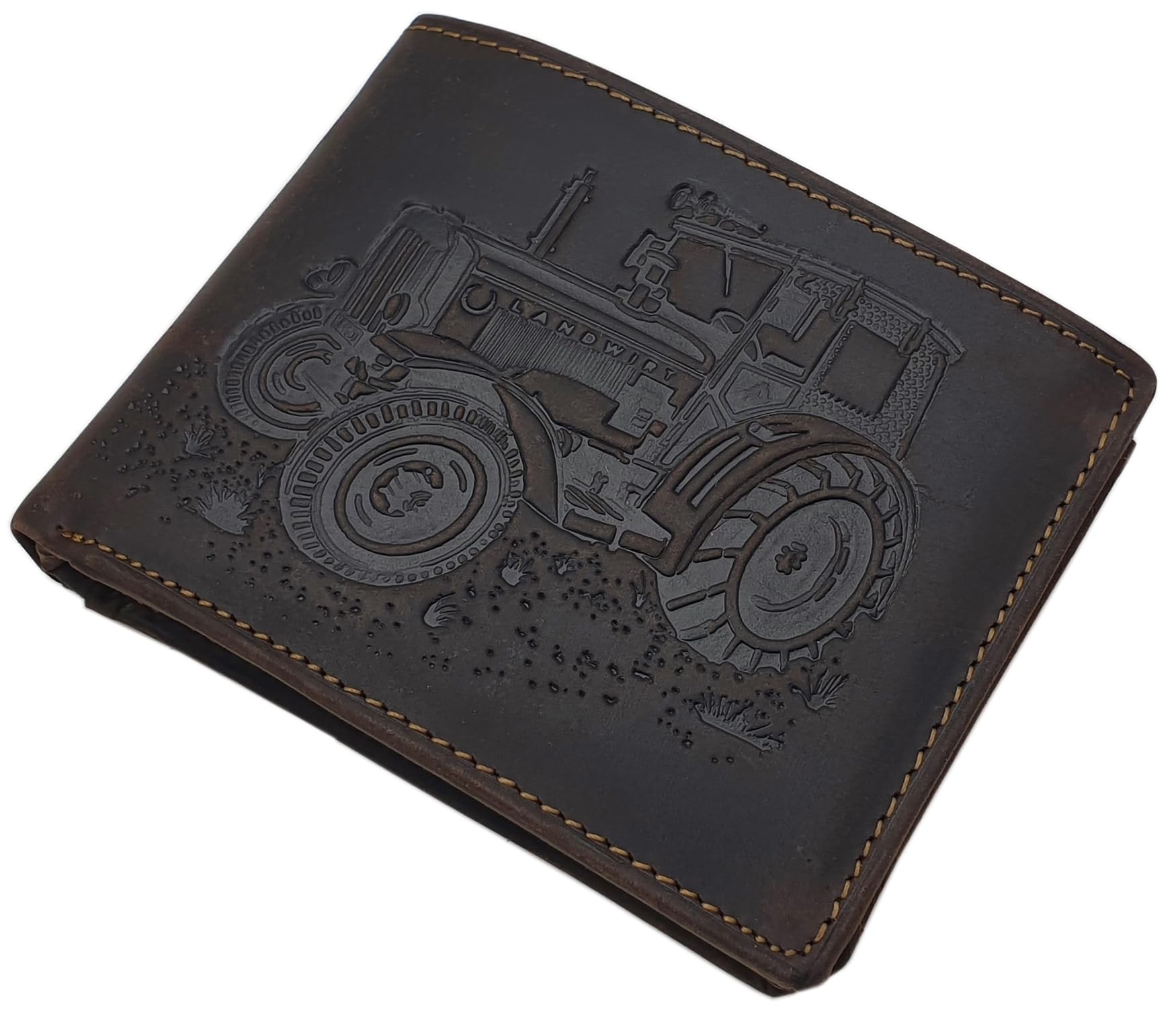 myledershop Herren Geldbörsen Modello 2 Orizzontale Cognac portafoglio uomo pelle bufalo RFID