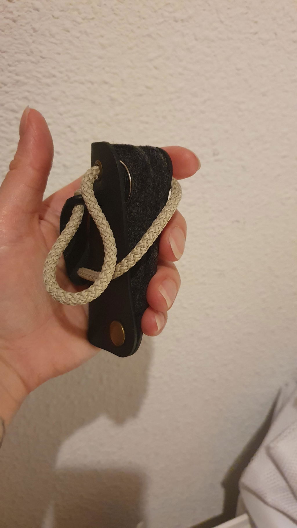 Crazy Horse Craft Key Holders portachiavi Carbon Black in pelle e feltro