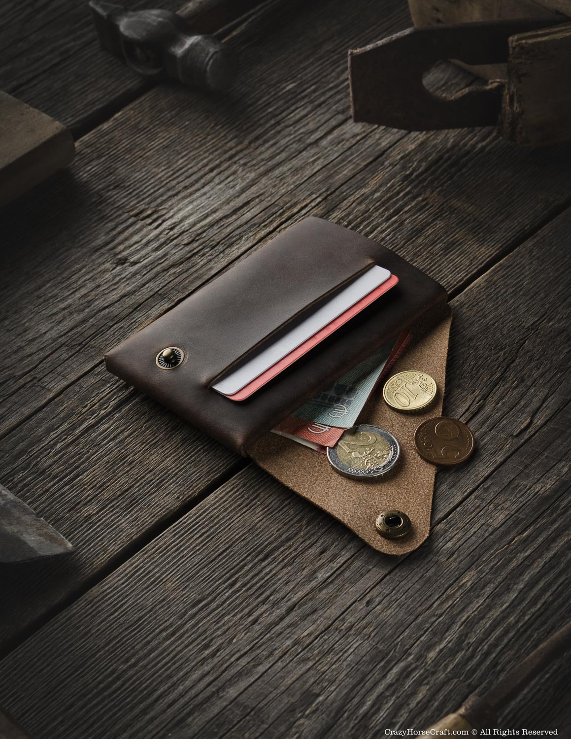 Crazy Horse Craft Minimalist Series set accessori in pelle Wood Brown