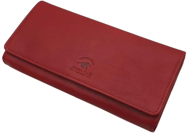 myledershop Damen Geldbörsen portafoglio grande pelle bovina rosso ciliegia RFID