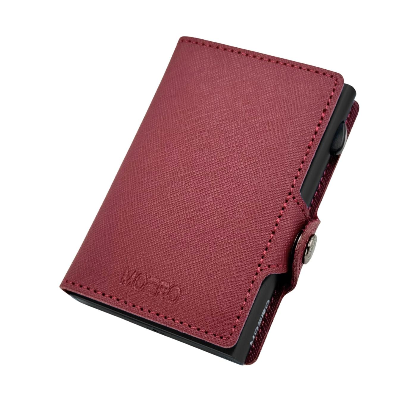Moero Linea Classic Classic Zip Saffiano portafoglio Bordeaux RFID antigraffio