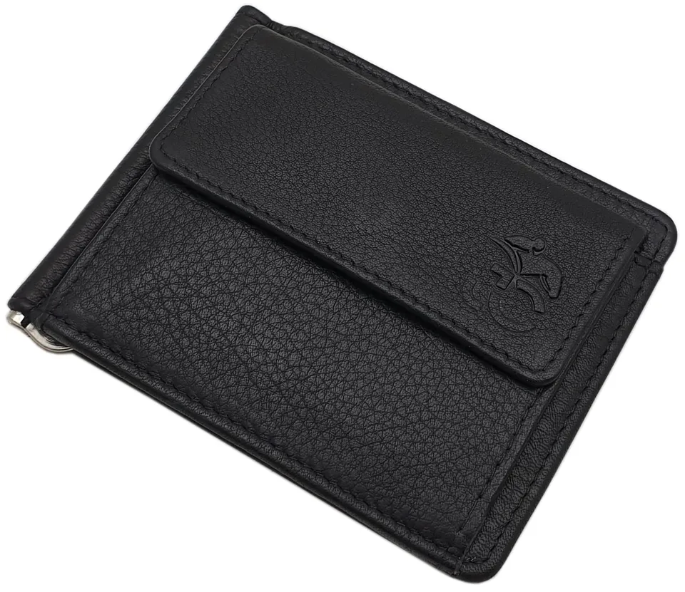 myledershop Brieftaschen portafoglio Vacchetta dollarclip nero