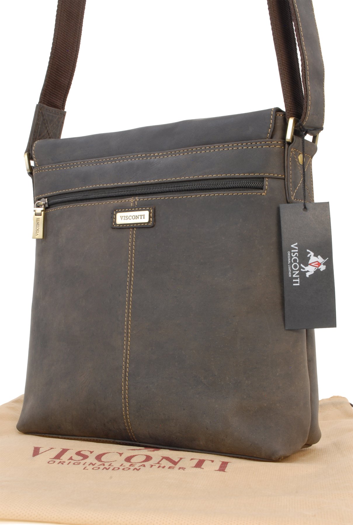 Visconti Hunters Bags 16071 Aspin borsa messenger in pelle marrone olio