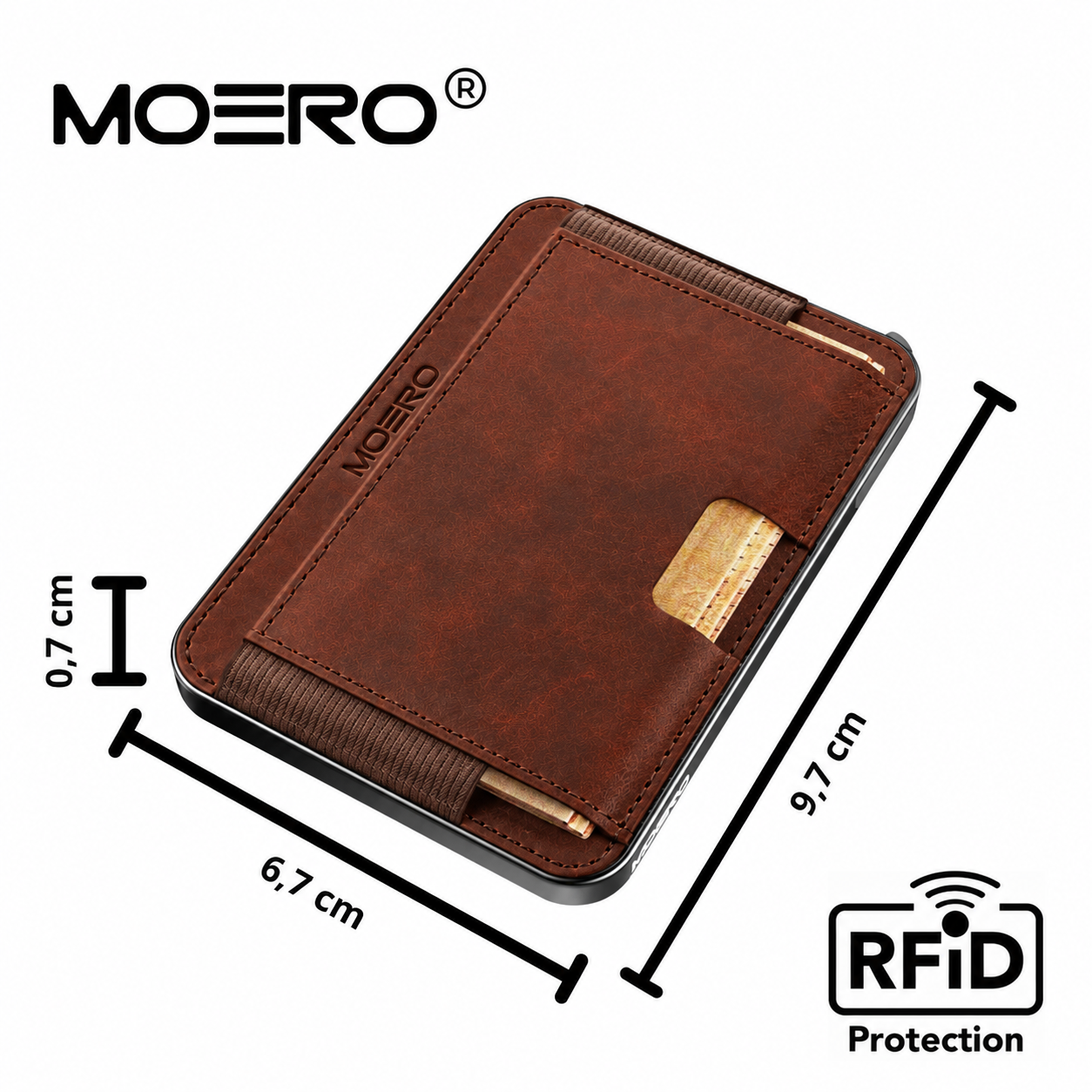Moero Linea M2 M2 Pro Crazy Horse Whisky portafoglio MagSafe RFID