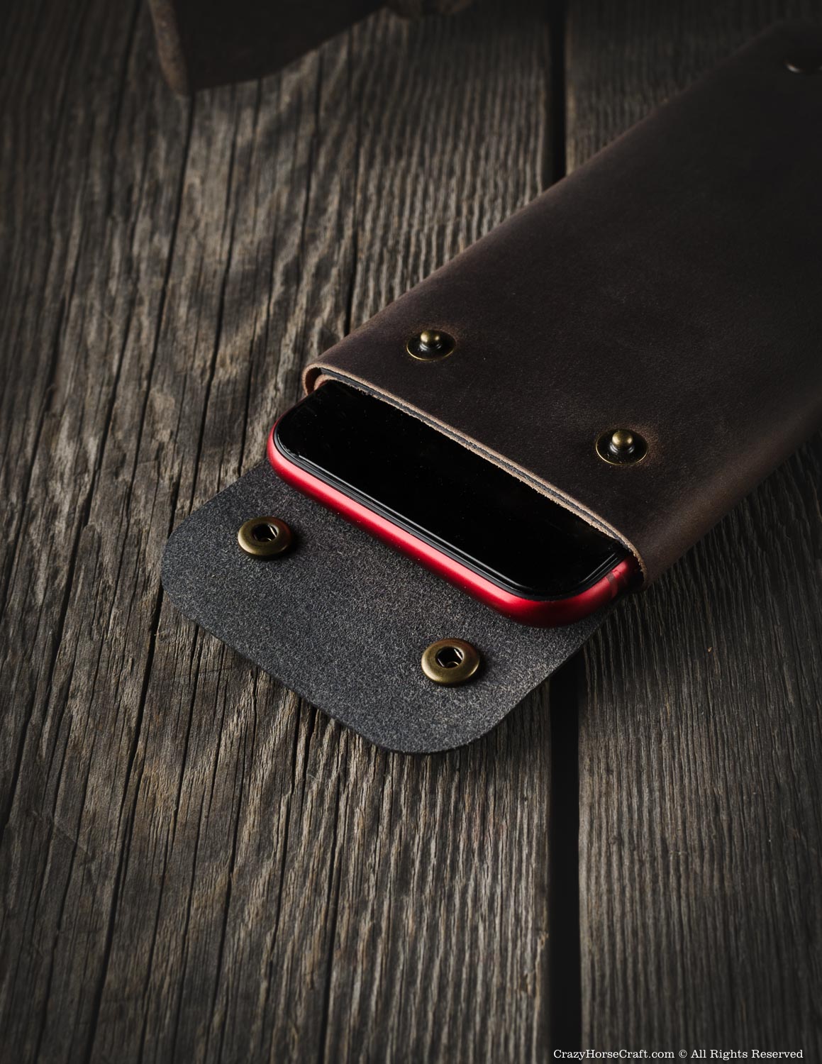 Crazy Horse Craft Minimalist Series portafoglio custodia iPhone Wood Brown XL