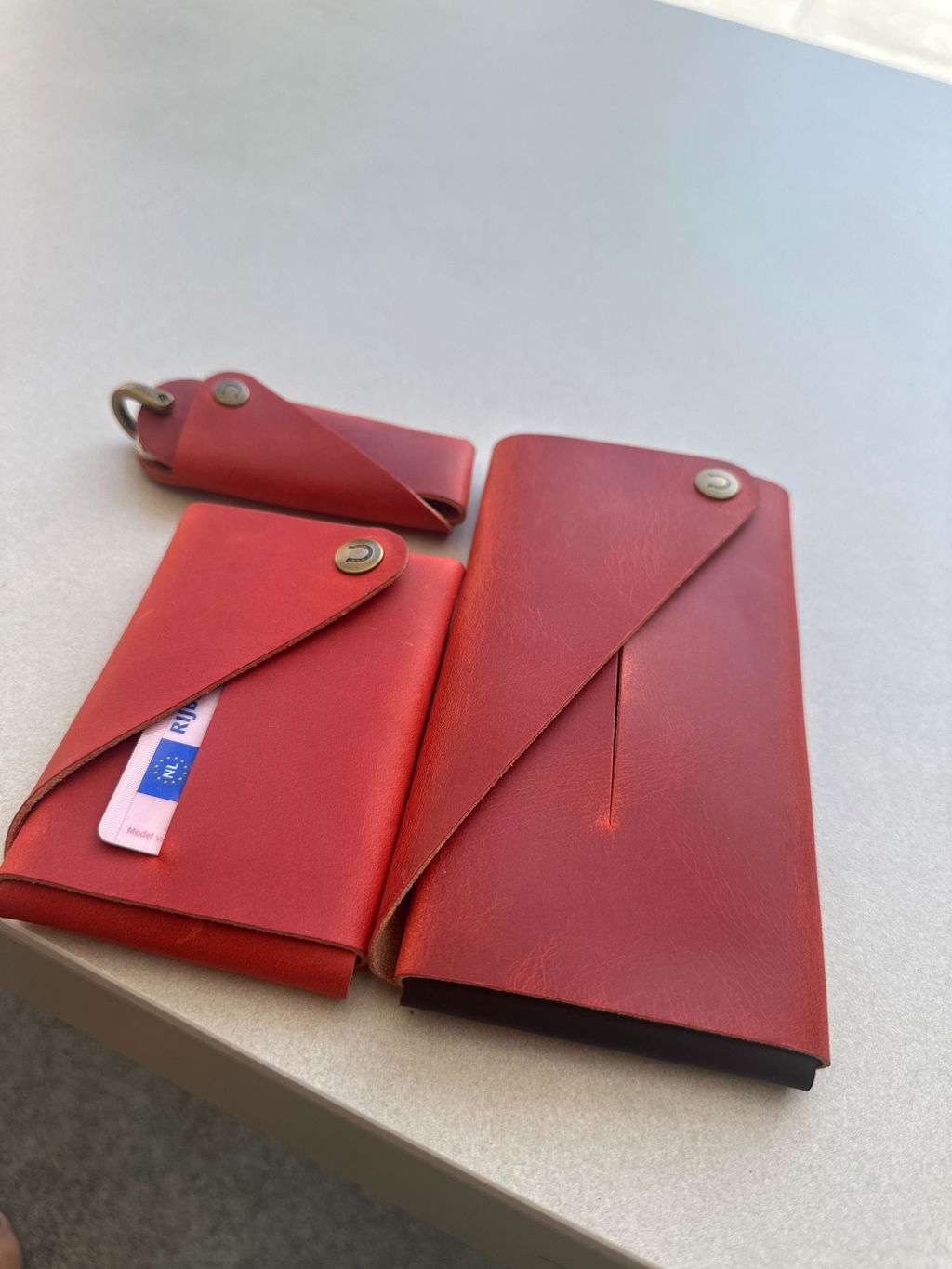 Crazy Horse Craft Minimalist Series set custodie pelle rosso fragola