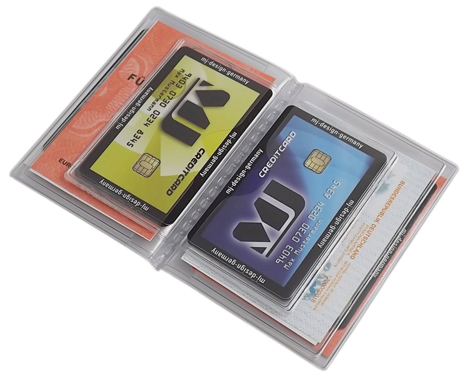 myledershop Karten- und Ausweisetuis MJ-Design-Germany porta documenti trasparente 10 scomparti