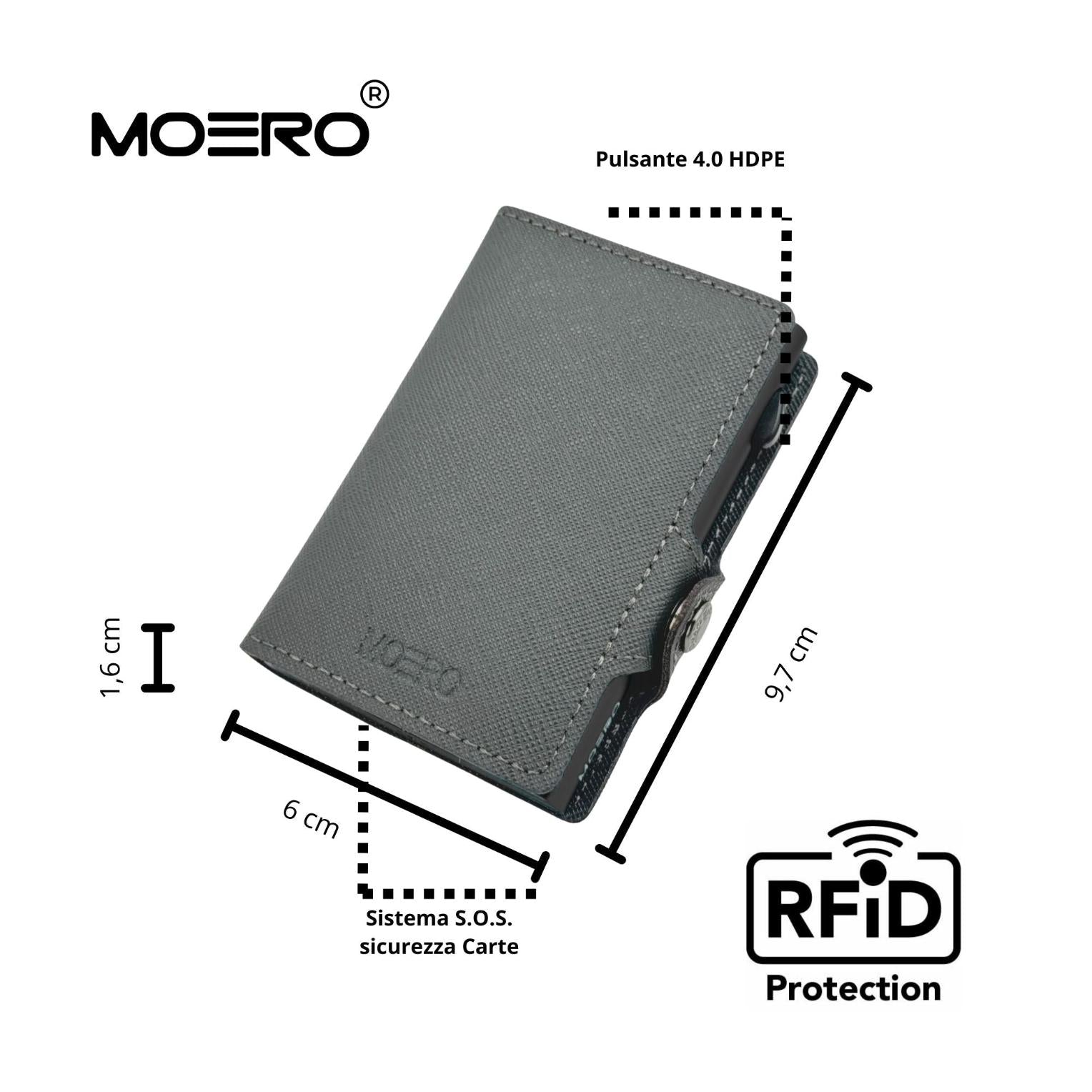 Moero Linea Classic Classic Saffiano portafoglio grigio RFID