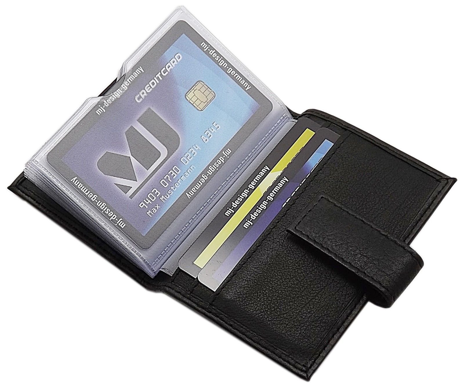 myledershop Kredit- und Visitenkartenetuis XXL portacarte 14 scomparti nero