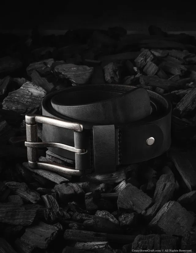 Crazy Horse Craft Belts cintura in pelle nera Carbon Black