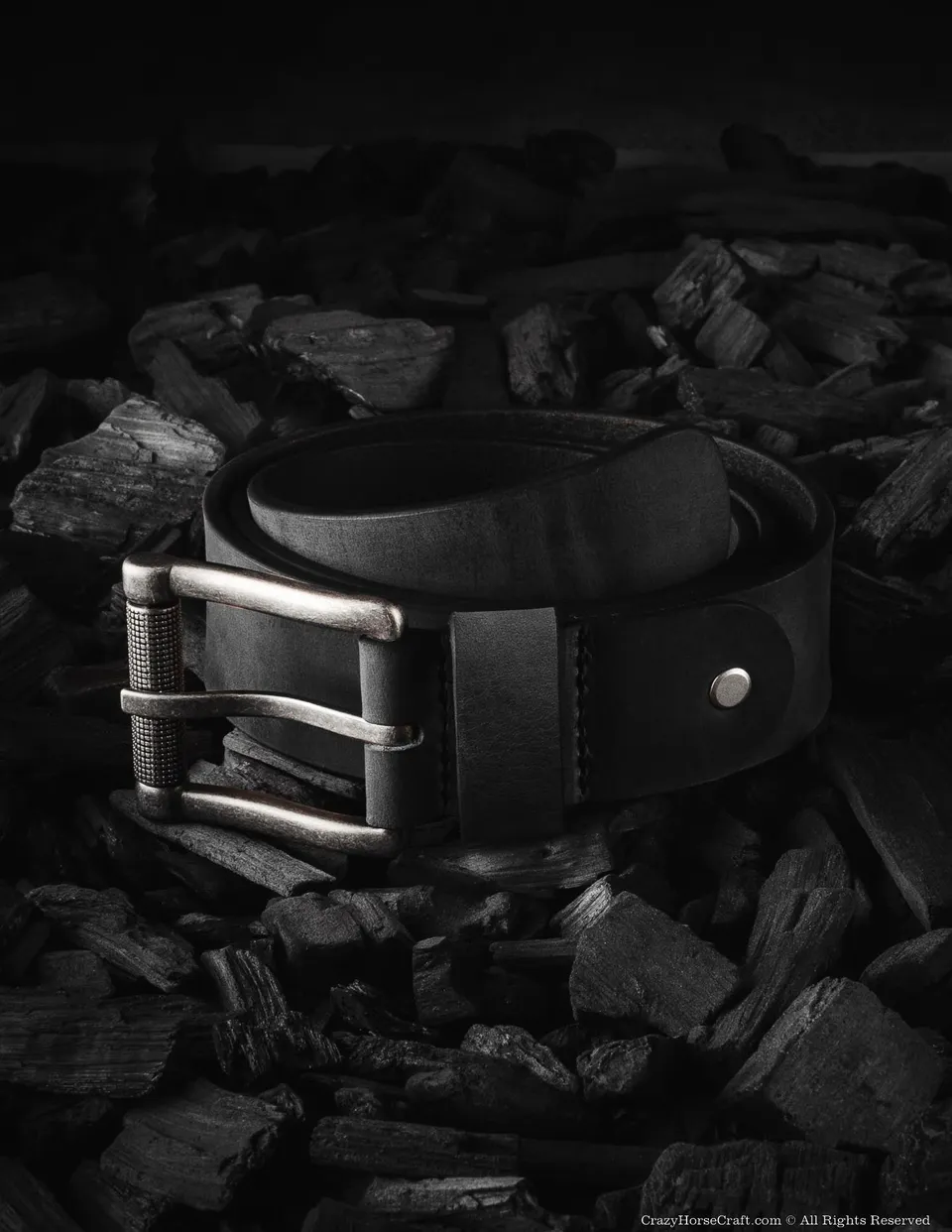 Crazy Horse Craft Belts cintura in pelle nera Carbon Black