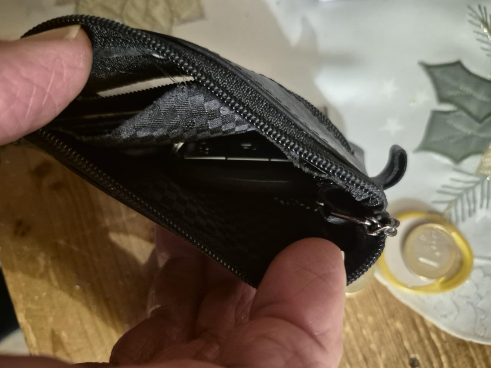 myledershop Schlüsseltaschen portachiavi in pelle bovina nera con cerniera