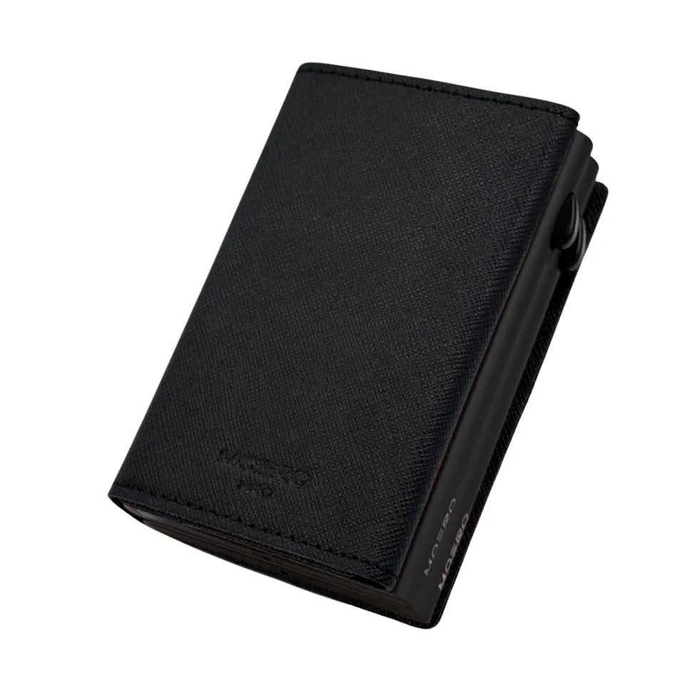 Moero Linea PRO Dual Zip Saffiano portafoglio nero antigraffio