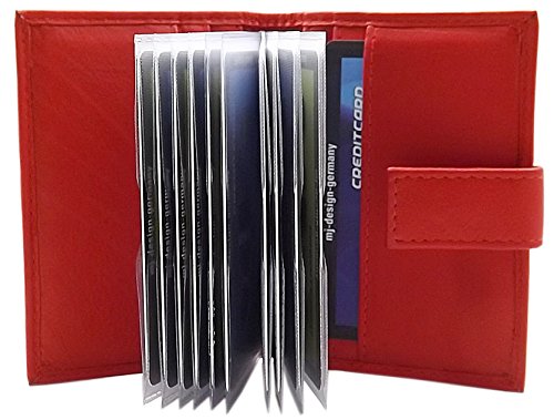 myledershop Kredit- und Visitenkartenetuis portacarte XXL 14 scomparti rosso in pelle di vitello
