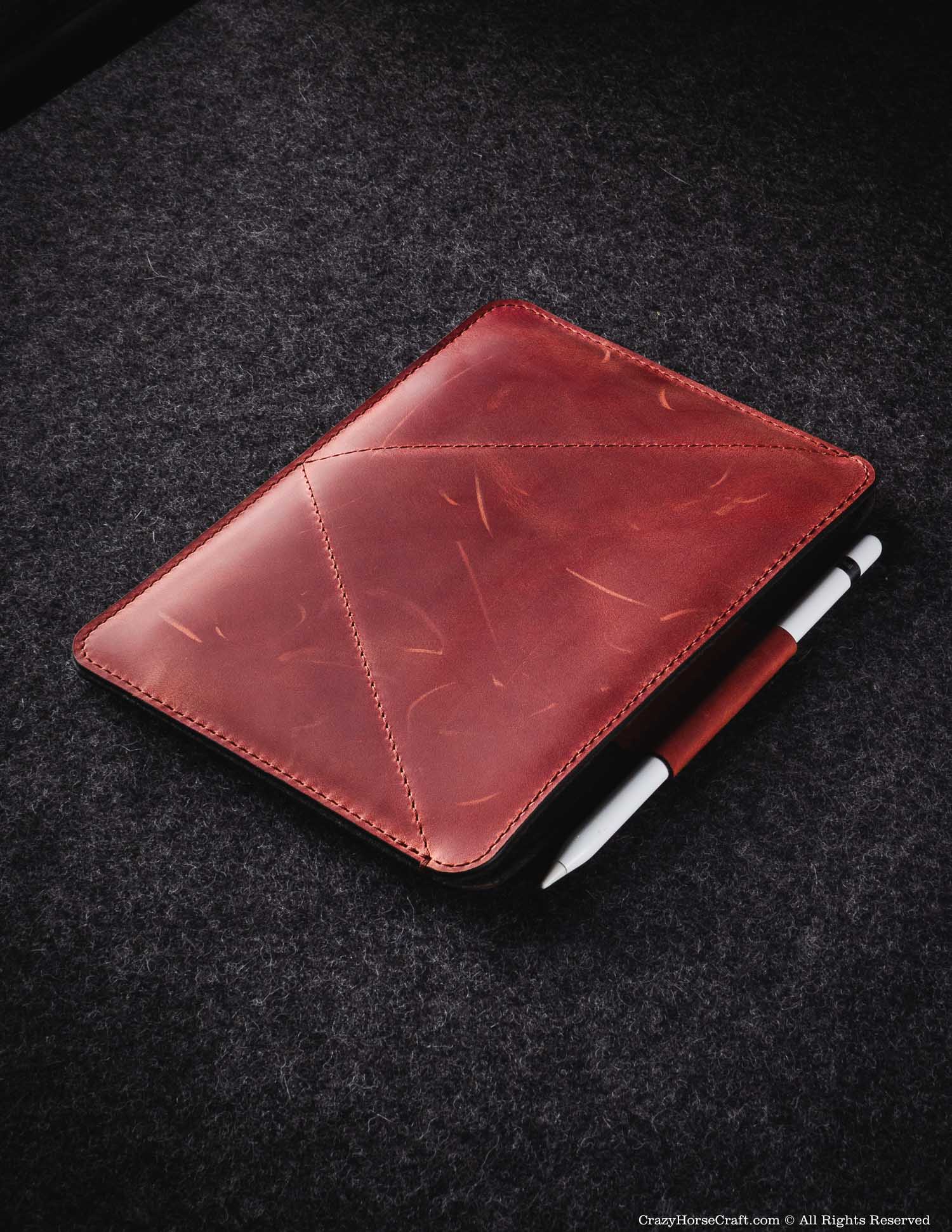 Crazy Horse Craft iPad and Kindle Cases Classic Leather & Felt iPad Mini Case custodia marrone