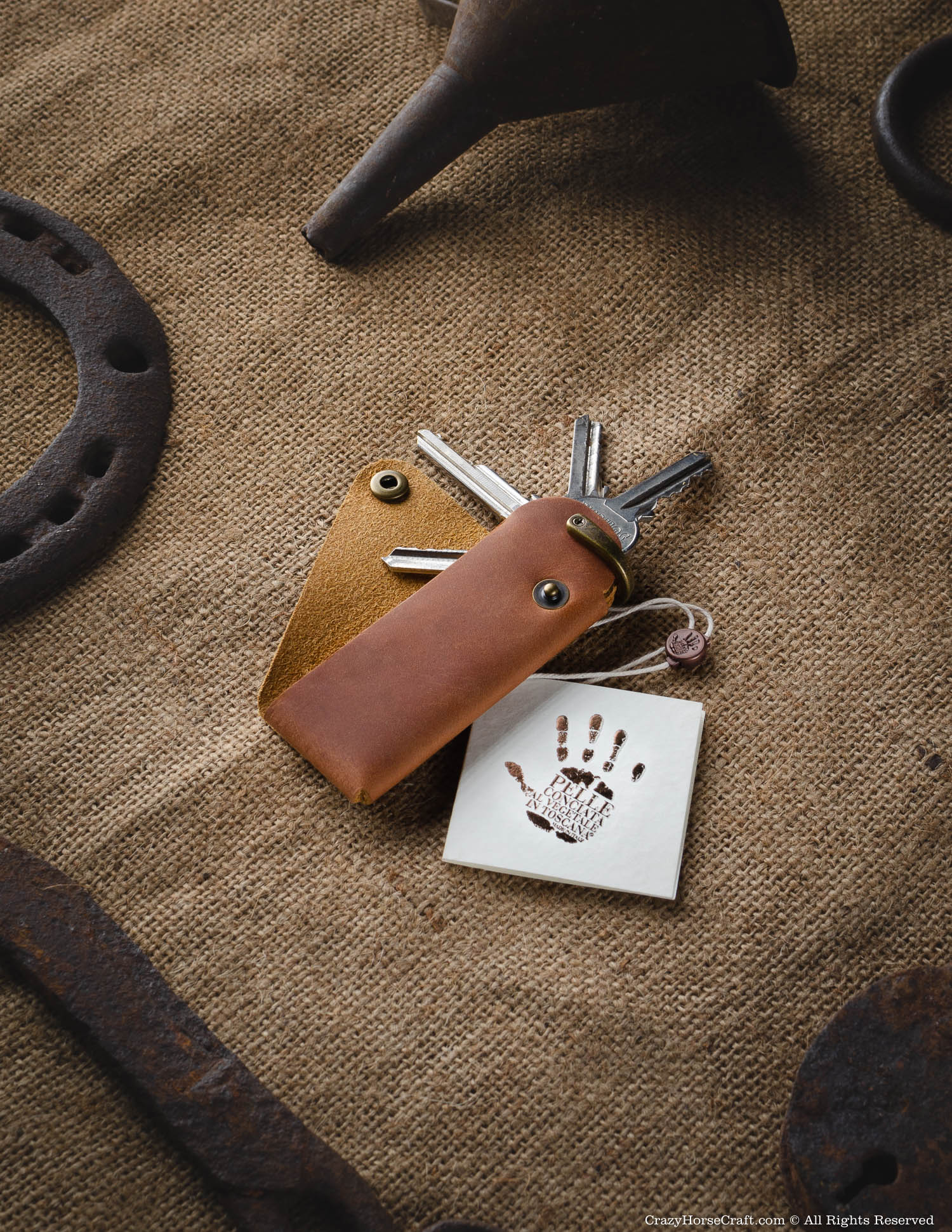 Crazy Horse Craft Minimalist Series Minimalist Leather Key Organiser/Holder portachiavi pelle Classic Brown