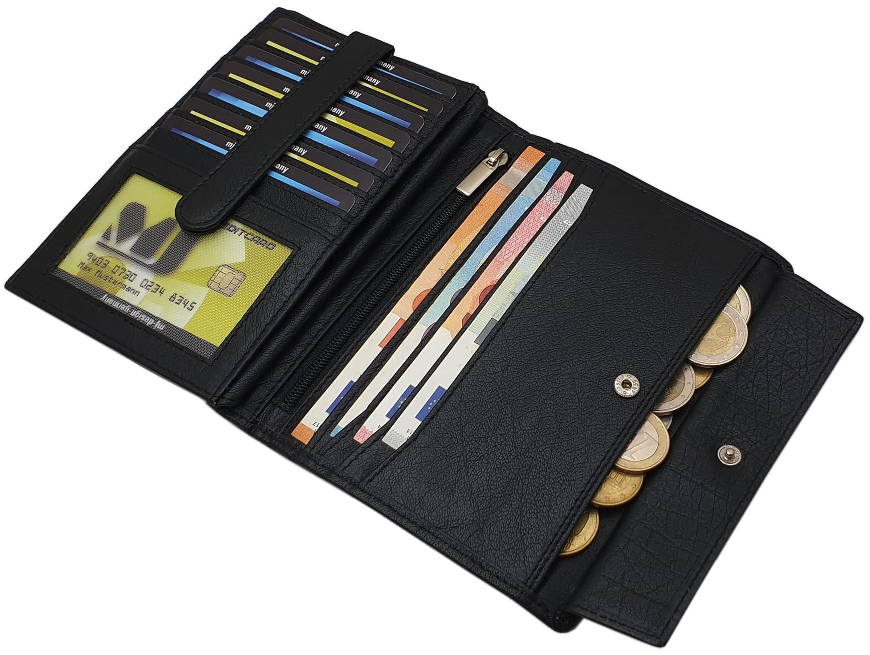 myledershop Herren Geldbörsen portafoglio uomo Nero pelle bufalo RFID NFC
