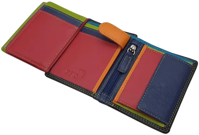 myledershop Damen Geldbörsen portafoglio piccolo RFID multicolore