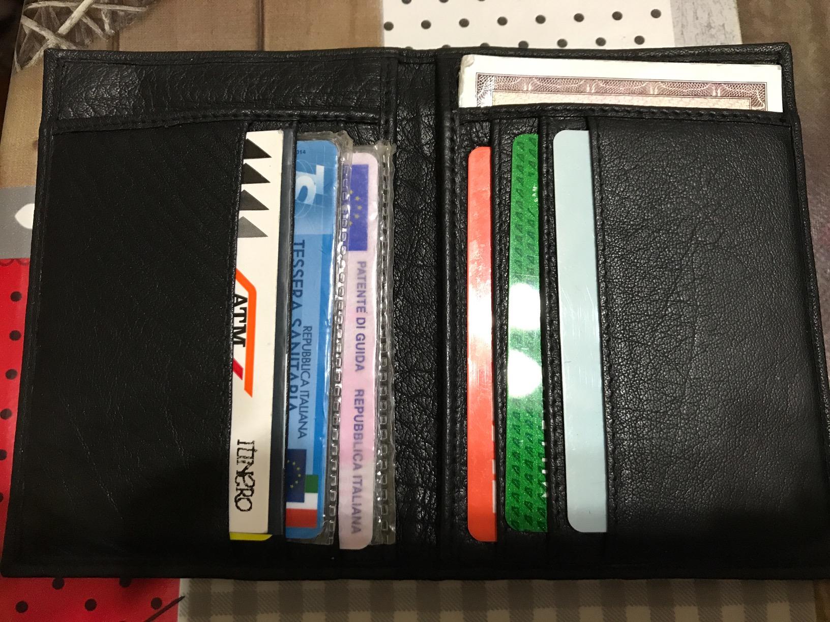myledershop Karten- und Ausweisetuis portacarte nero RFID pelle di bufalo
