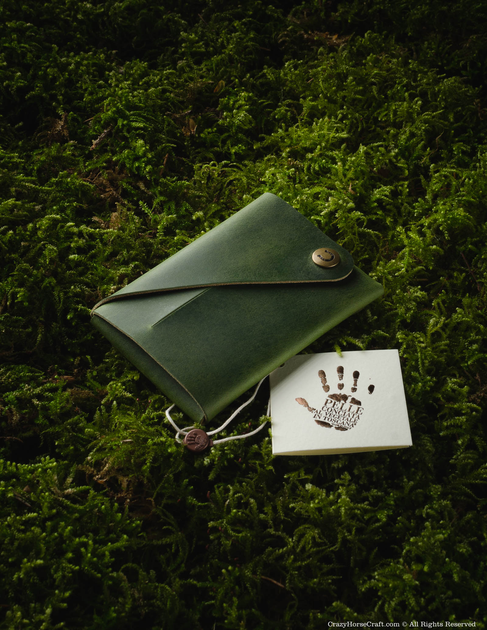 Crazy Horse Craft Minimalist Series Alpine Green portafoglio portacarte pelle