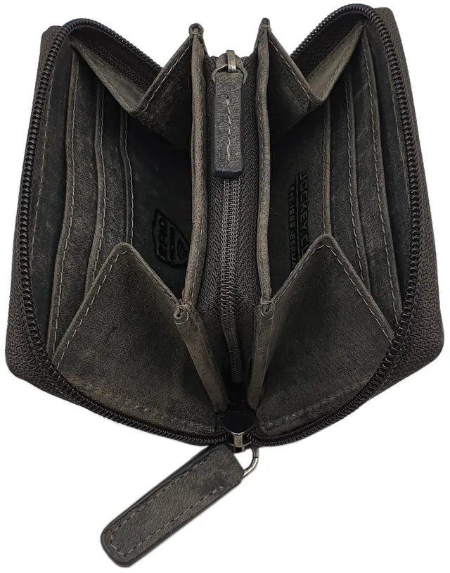 myledershop Herren Geldbörsen portafoglio RFID grigio vintage