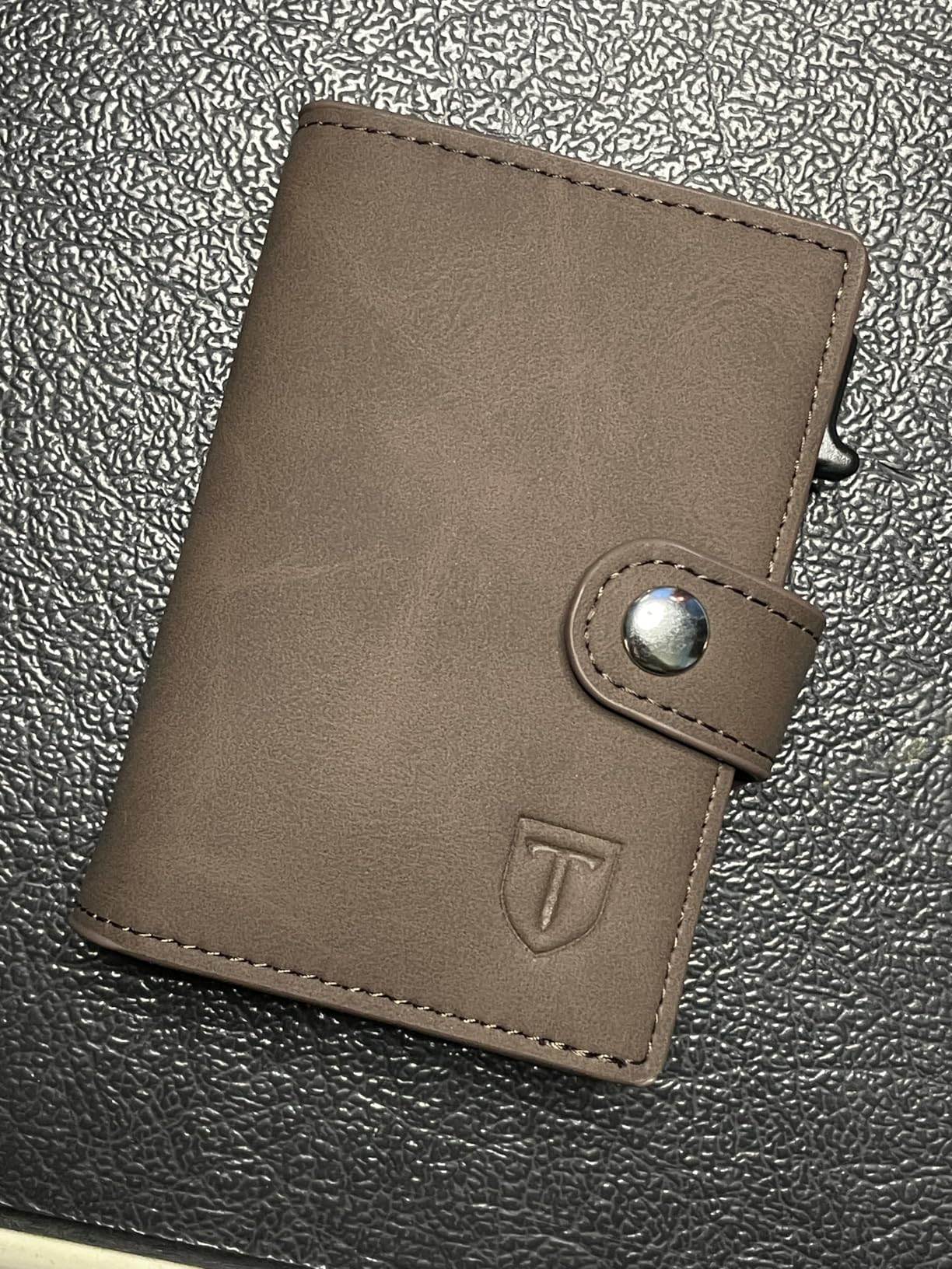 TENBST Card Holder portafoglio uomo nero arancione RFID 10 carte