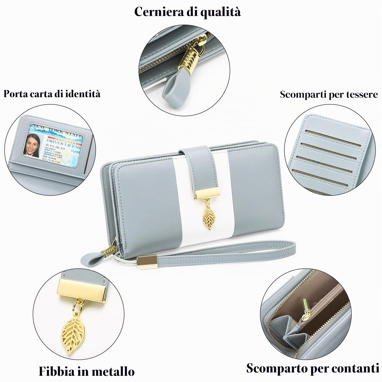 GOIACII WOMEN'S LARGE WALLET Portafoglio Donna Lungo Portafoglio nero RFID