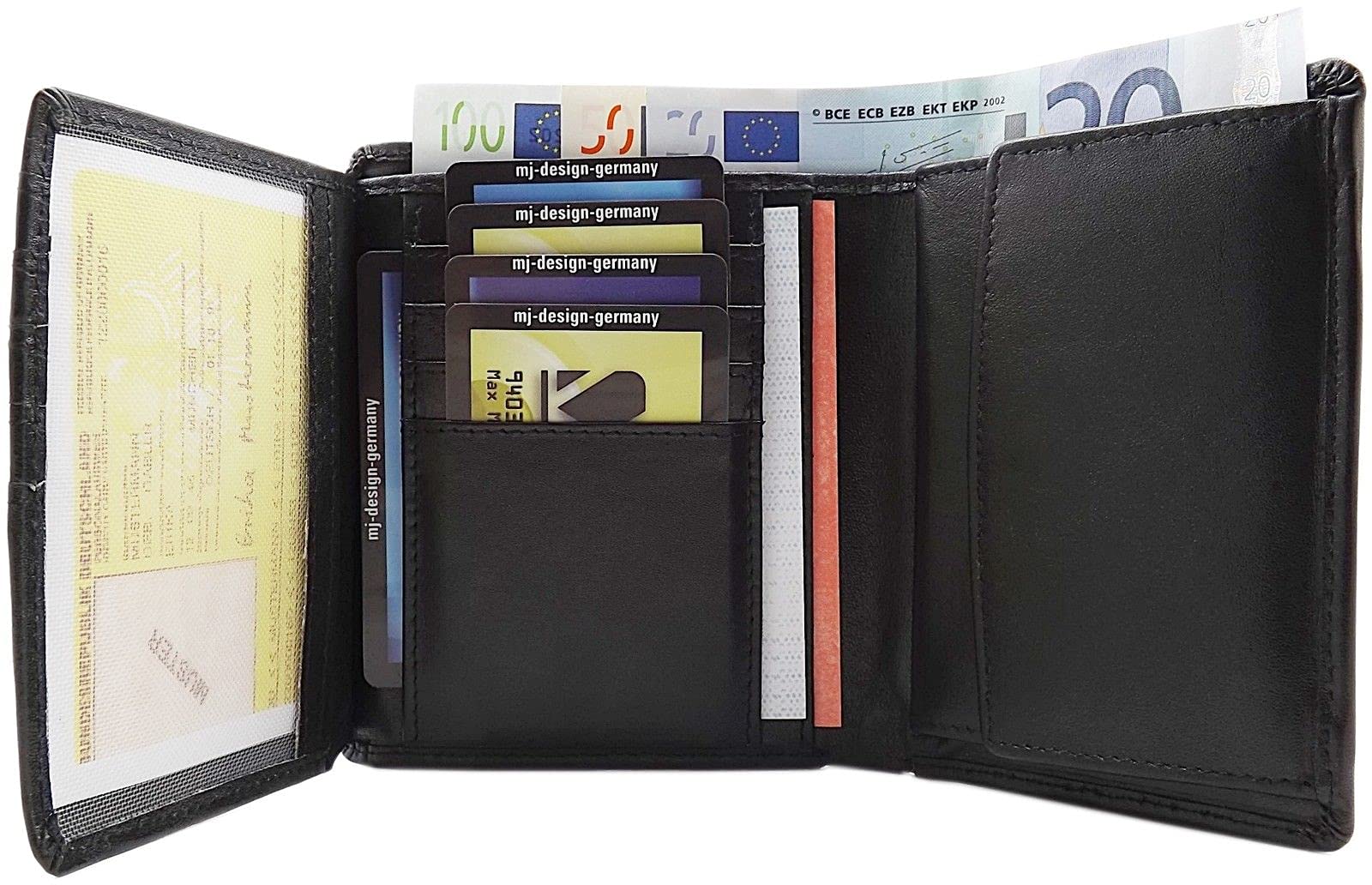 myledershop Münzbörsen Wiener Schachtel portafoglio nero in vacchetta