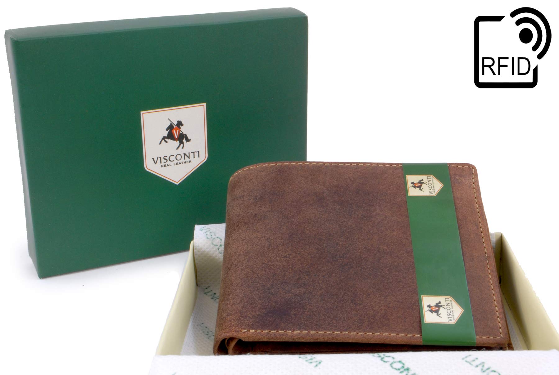 Visconti Slim 707 Shield portafoglio uomo marrone chiaro RFID in pelle