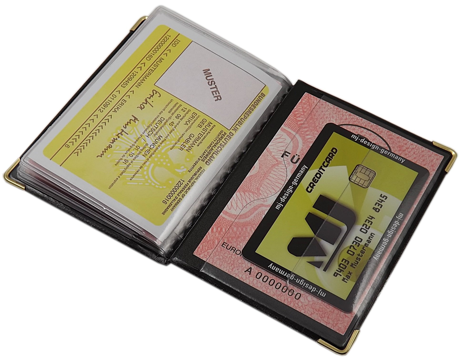 myledershop Karten- und Ausweisetuis porta carte d’identità nero 12 scomparti