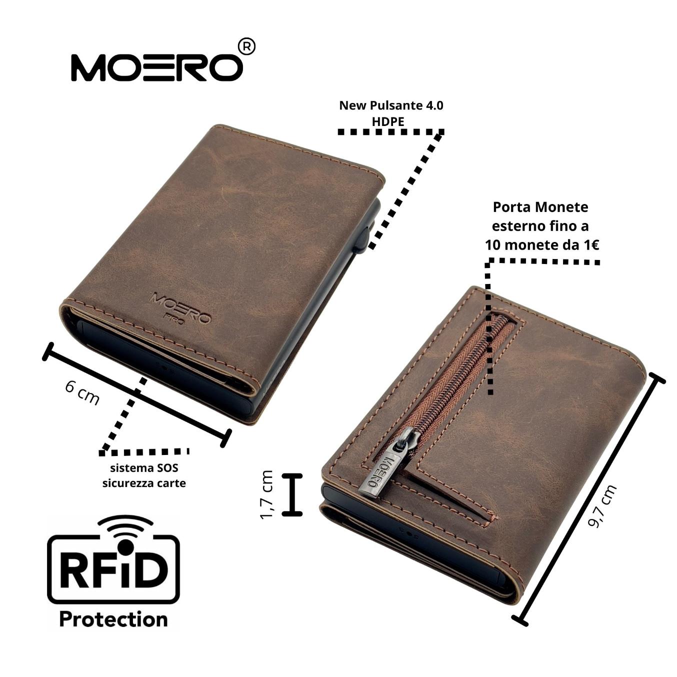 Moero Linea PRO PRO Zip portafoglio Marrone 4.0 RFID vegan