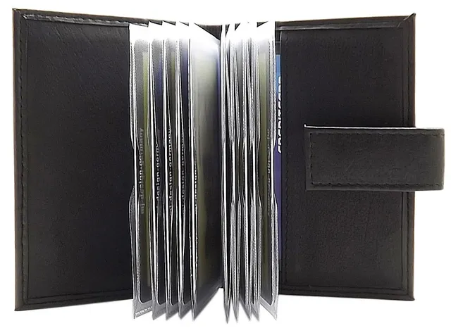 myledershop Kredit- und Visitenkartenetuis XXL portacarte 14 scomparti nero