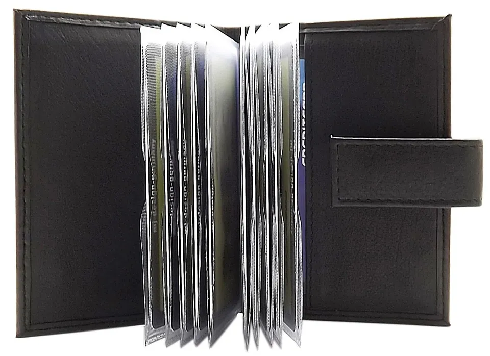 myledershop Kredit- und Visitenkartenetuis XXL portacarte 14 scomparti nero
